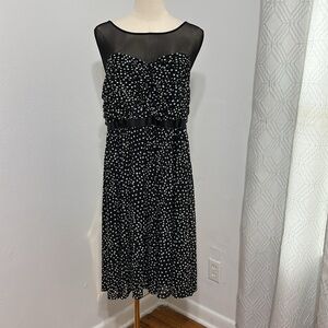 Torrid Black & White Mesh Polka Dot Shirred Midi‎ Dress Size 20 Coquette Wedding